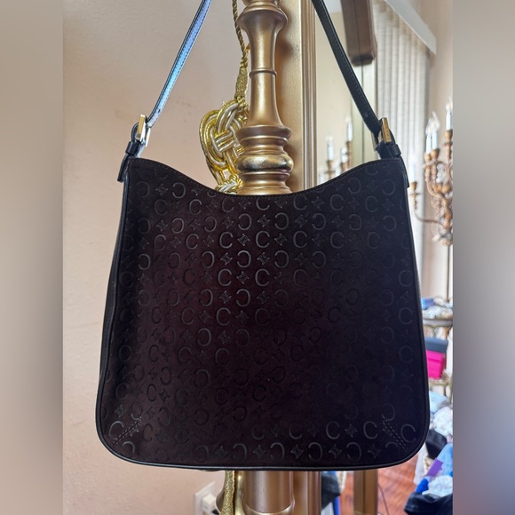Celine bag monogram vintage purse suede C all over print good hardware - Picture 4 of 15